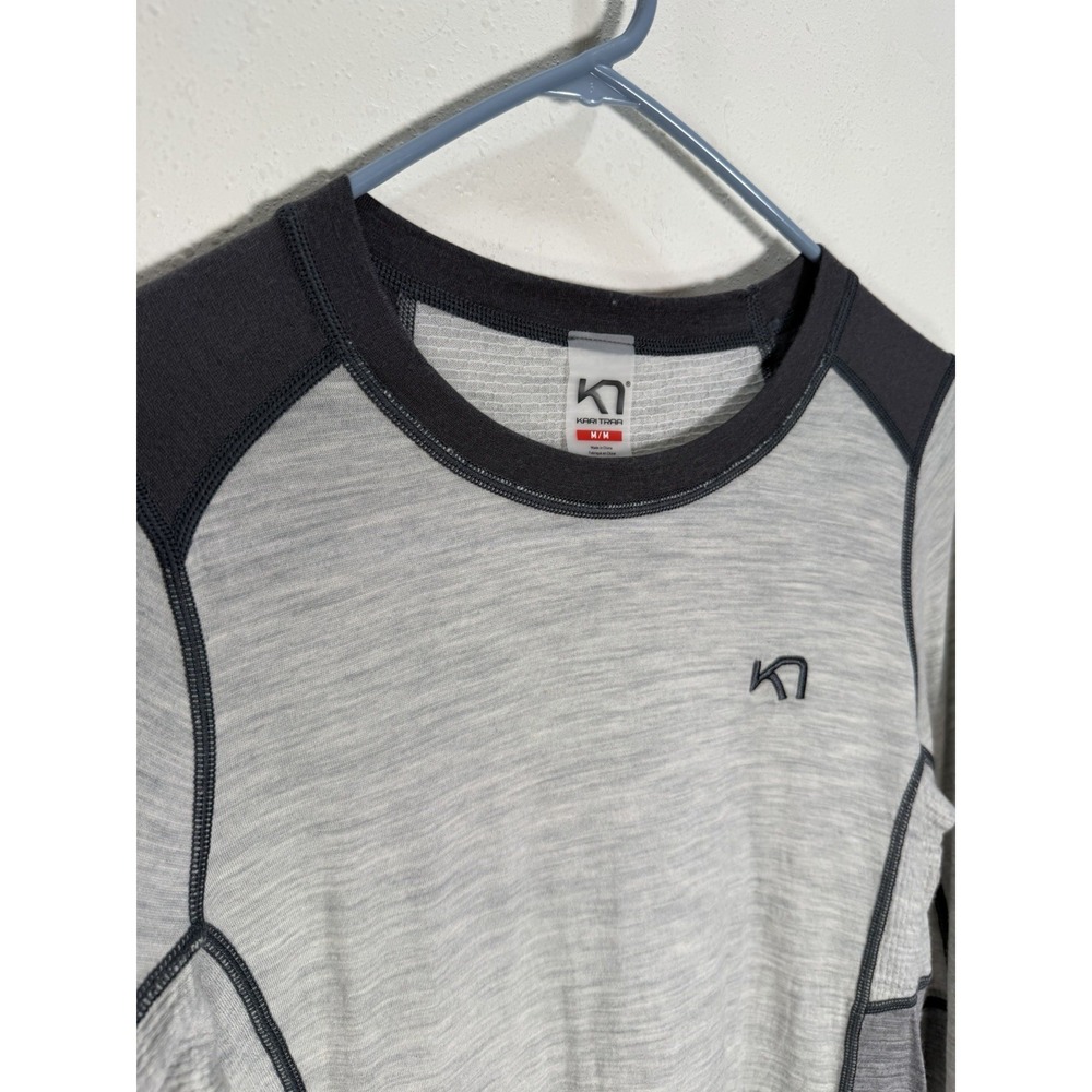 Kari Traa Base Layer Top Womens Sz M Gray Tikse Long Sleeve Crew 100% Wool